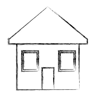 Grunge ev konut çatı ve windows tasarım vektör çizim ile