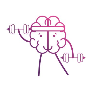 satır beyin kawaii dumbbells nesne vektör çizim ile
