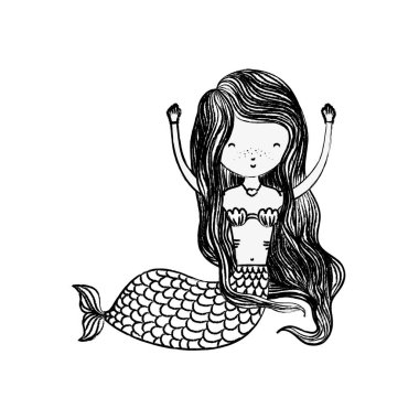 Grunge güzel kadın siren eller yukarı vektör çizim ile