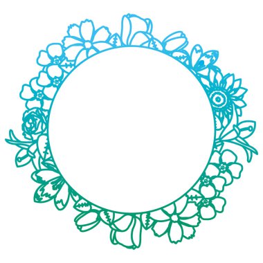 bozulmuş çizgi daire şirin çiçekler güzel yaprakları vektör çizim ile