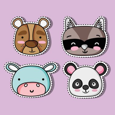 küme sevimli hayvan yamalar tasarlamak vektör