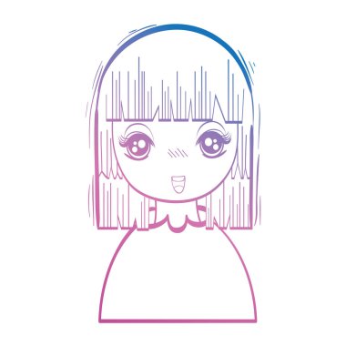 satır güzellik anime kız saç modeli ve bluz vektör çizim ile