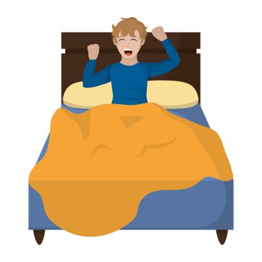 adam yatak wakuing pijama tasarım vektör çizim ile