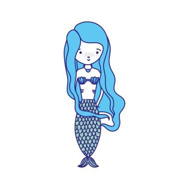 Duo renk güzel kadın siren saç modeli tasarım vektör çizim ile