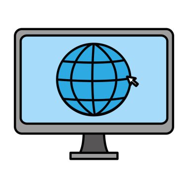 renkli elektronik bilgisayar ekran global hizmet vektör çizim ile