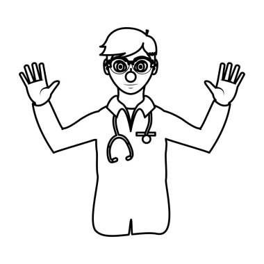 çizgi adam doktor palyaço burnu ve Tekdüzen vektör çizim ile