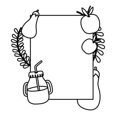 çizgi amblemi ile güler yüzlü içecek ve tropikal meyve vektör çizim