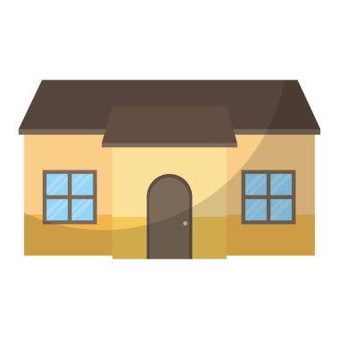 kapı ve pencereler vektör çizim ile şirin ev mimarisi