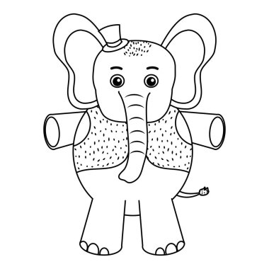 satır Bebek fil hayvan yeleği ve şapkası vektör çizim ile