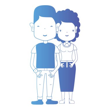 saç şekli ve kıyafet vektör çizim ile birlikte satır çift