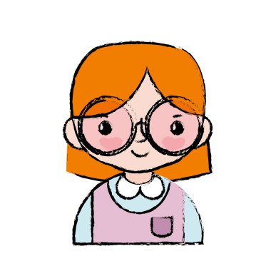 Casual kız saç modeli ve bluz Tekdüzen vektör çizim ile