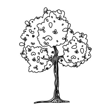 satır doğal ağaç sap ve egzotik ile vektör çizim yaprak