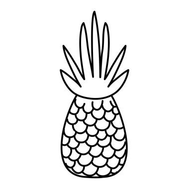 satır sağlıklı ananas lezzetli organik meyve vektör çizim