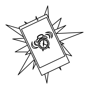 satır smartphone saat alarm teknoloji vektör çizim uyandırmak