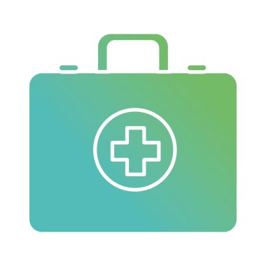 Tıbbi simge vektör çizim çapraz ile kontur evrak çantası