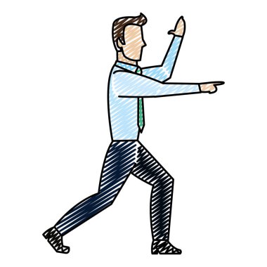 Doodle işadamı profesyonel özel şirket yöneticisi vektör çizim