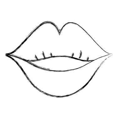 Grunge kadın gülümsemek güzellik dudak stil vektör çizim ile