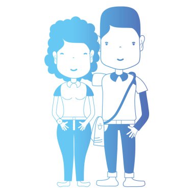 saç şekli ve kıyafet vektör çizim ile birlikte satır çift