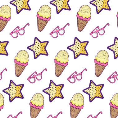dondurma ve gözlük arka plan vektör çizim ile yıldız