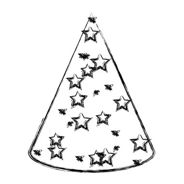 Grunge parti şapka nesne yıldız dekorasyon vektör çizim ile