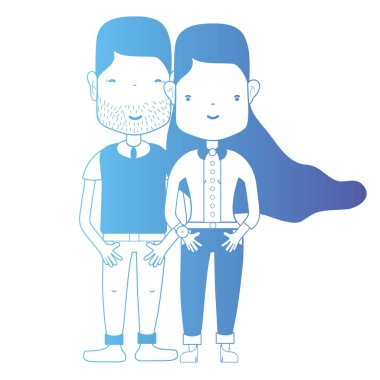 saç şekli ve kıyafet vektör çizim ile birlikte satır çift