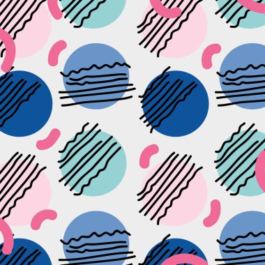 Memphis tarzı renkli geometrik tasarım vektör çizim ile