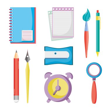 vektör çizim eğitim okul gereçleri Icons set