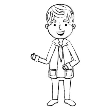 Grunge profesyonel adam doktor giyim ve üniforma vektör çizim ile