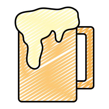 taze bira alkol içecek cam vektör çizim doodle