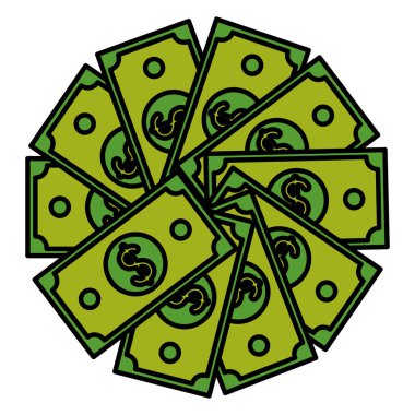 Ekonomi bill finans nakit para vektör çizim renk