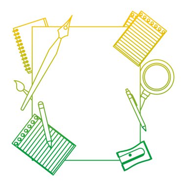 Okul yaratıcı mutfak eşyaları stil vektör çizim ile bozulmuş çizgi amblemi