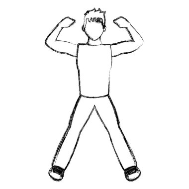 grunge fitness egzersiz eğitim vektör çizim yapan erkek