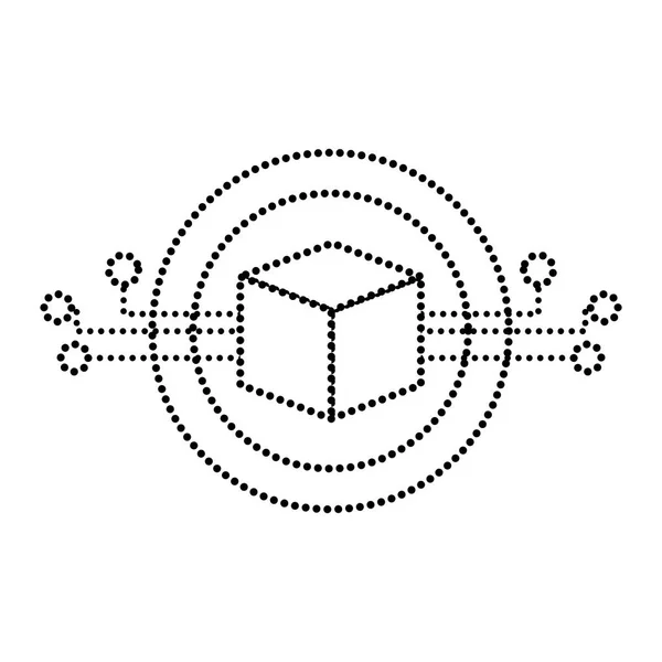 Programa Circuitos Cubo Forma Pontilhada Para Ilustração Vetor Informação Artificial — Vetor de Stock