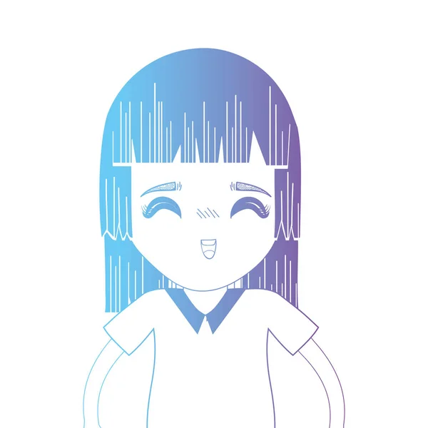 Línea Avatar Chica Con Peinado Blusa Vector Ilustración — Vector de stock