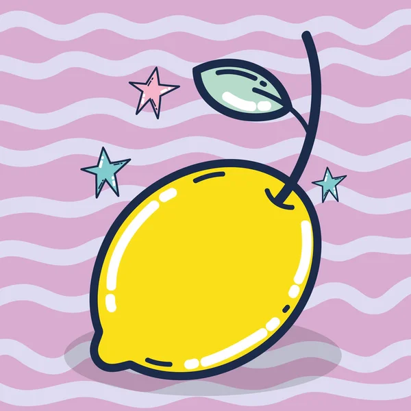 Cute lemon cartoon over purple background vector illustration graphic design