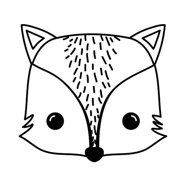 Line Adorable Fox Head Wild Animal Vector Illustration — Stock Vector