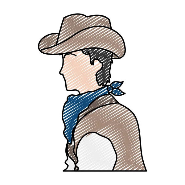 Doodle Horse Rider Hat Kerchief Design Vector Illustration — Stock Vector