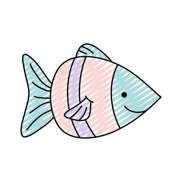 Doğa Balık Deniz Hayvan Vektör Çizim Doodle — Stok Vektör