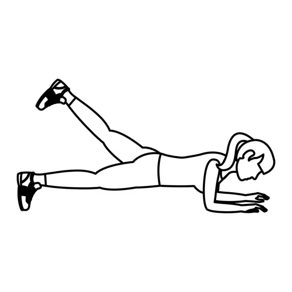 Ligne Femme Glute Kickbacks Fitness Entraînement Illustration Vectorielle — Image vectorielle