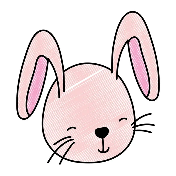 Sevimli Tavşan Baş Vahşi Hayvan Vektör Çizim Doodle — Stok Vektör