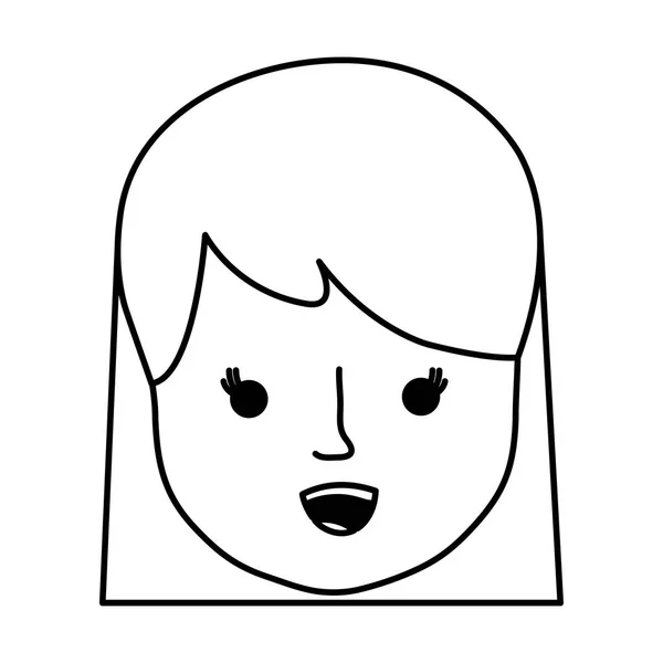 Line Woman Head Hairstyle Face Expression Vector Illustration — Stock Vector