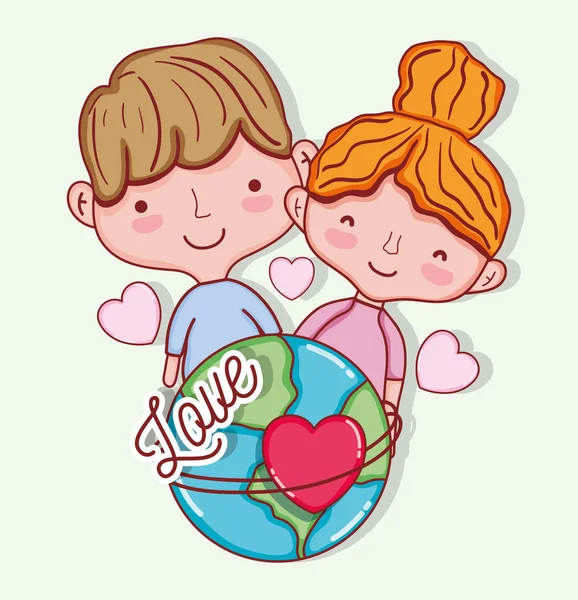 Cute Kids Love Cartoons Vector Illustration Graphic Design — Stock Vector