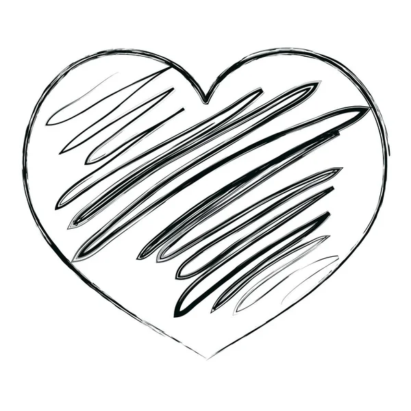 Grunge Γραφικών Καρδιά Σχήμα Εικονίδιο Σχεδιασμό Εικονογράφηση Φορέα — Διανυσματικό Αρχείο