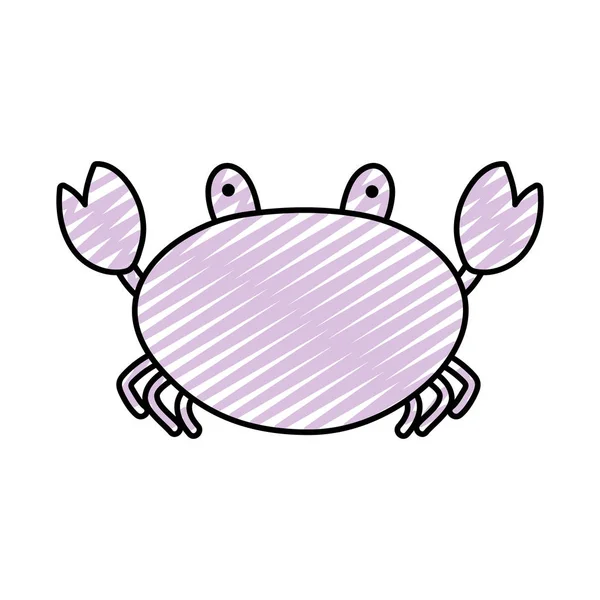 Doodle Natuur Krab Tropische Dier Zee Vectorillustratie — Stockvector