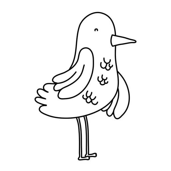 Línea Belleza Pájaro Animal Con Alas Pluma Vector Ilustración — Vector de stock