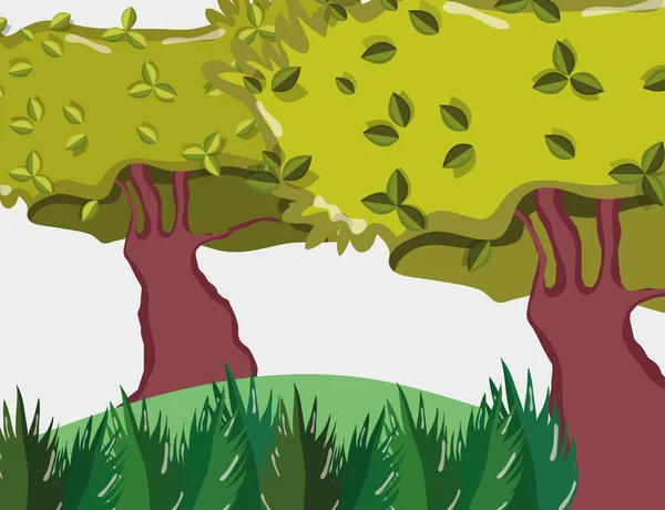 Beautiful Forest Scenery Cartoon Vector Illustration Graphic Design — Stock Vector