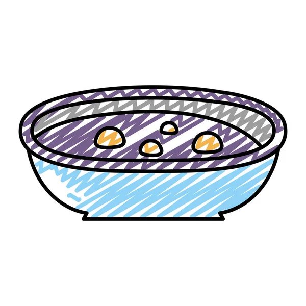 Doodle Traditionelle Suppe Gesunde Japanische Lebensmittel Vektor Illustration — Stockvektor