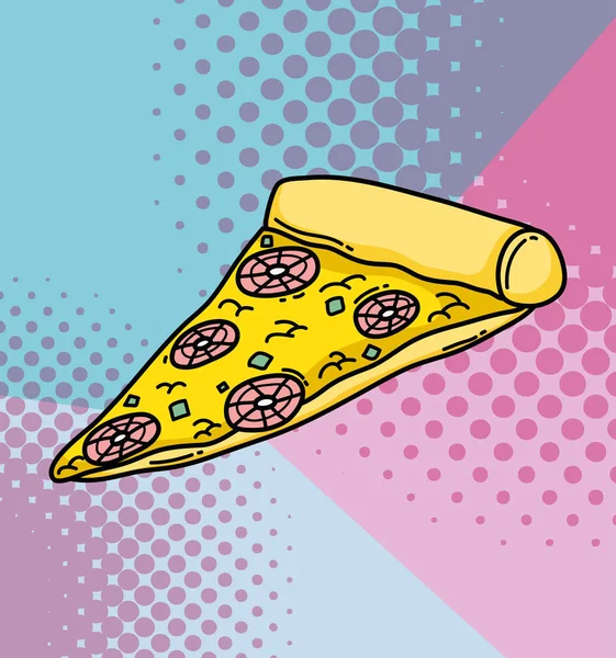 Pop Art Pizza Comida Rápida Vector Ilustración Diseño Gráfico — Vector de stock