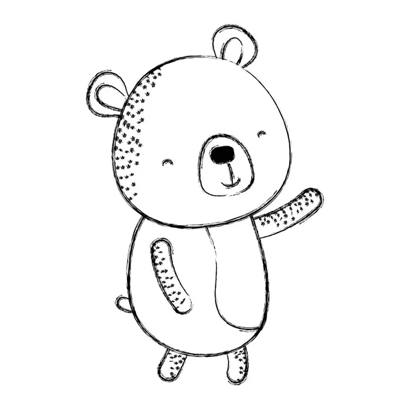 グランジ幸せクマ ベクトル図を手で野生動物 — ストックベクタ