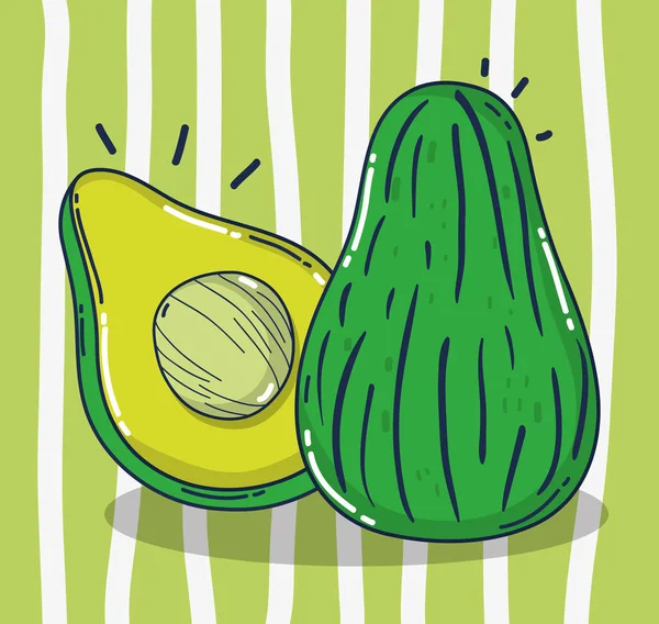 Avocados Frisch Und Köstlich Obst Cartoon Vektor Illustration Grafik Design — Stockvektor